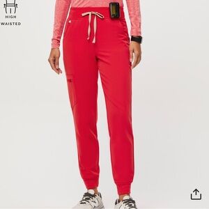 FIGS Neon Red High Waisted Zamora Joggers XSP